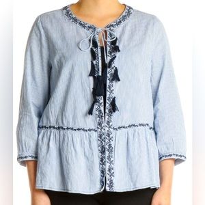 Westport: FALL IN LOVE THIS LIGHTWEIGHT TIE FRONT TOP BLUE STRIPES